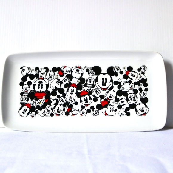 DISNEY Mickey Mouse White Rectangular Tray Plate Serving Dish Entertaining - Picture 1 of 4